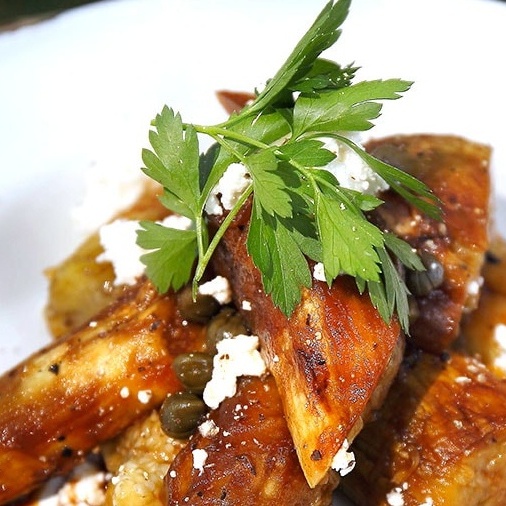 焼き茄子のケッパーサラダ