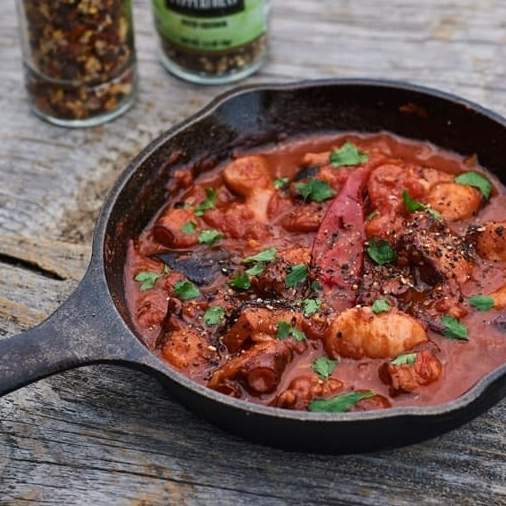 スキレットでグツグツ溺れダコ