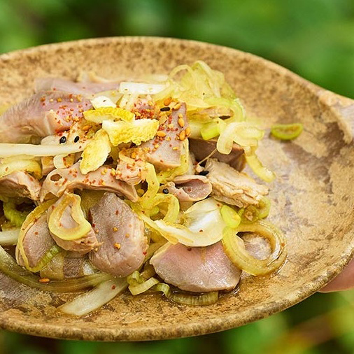 砂肝とネギのポン酢あえ