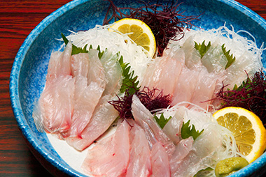 釣り場できちんと締めたおかげで、きれいな白身のお刺身に