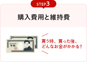 STEP3 購入費用と維持費 買う時、買った後、どんなお金がかかる？