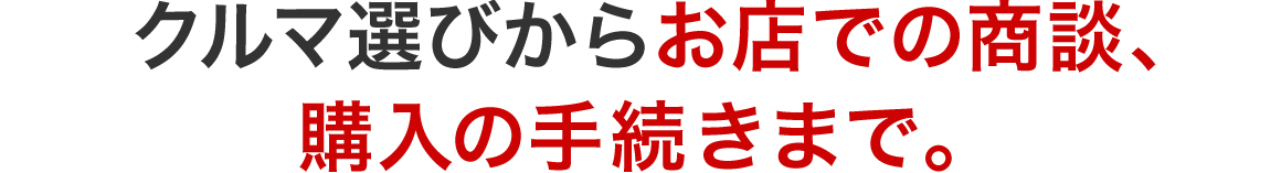 クルマ選びからお店での商談、購入の手続きまで。