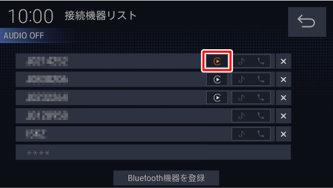 該当するiPhoneのボタンにタッチし、Apple CarPlayとの連携を無効にする
