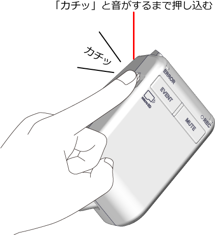 microSD�J�[�h�̒����t�߂��u�J�`�b�v�Ɖ�������܂ŉ������݁A������