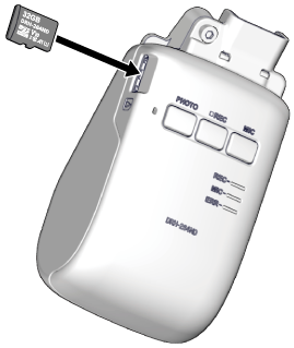 microSD�J�[�h�̒[�q�ʂ��t�����g�K���X�Ɍ����đ}������