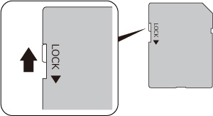 SD�J�[�h�̃��b�N���������Ă��������B���b�N��Ԃ��Ƙ^�����ł��܂���B