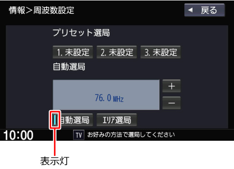 “自動選局”の表示灯が点灯しているか確認する
